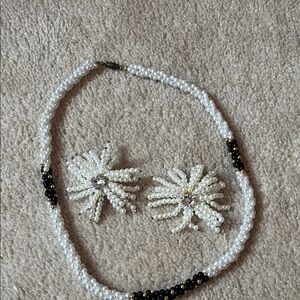 Pearl and Black Beaded Jewelry Set